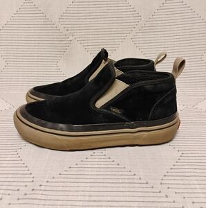 Vans Black and Tan Slip-On Shoes